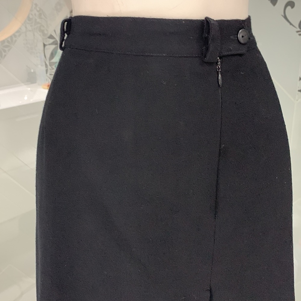 Made in🇨🇦VTG 90’ 💯% Pure Virgin Georgette Wool Black Maxi Slits Skirt - Picture 11 of 16